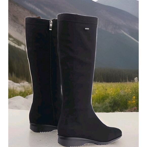 Ara Women's Boot Size 7 Tall Waterproof Black Nylon GoreTex All Weather - Picture 1 of 7